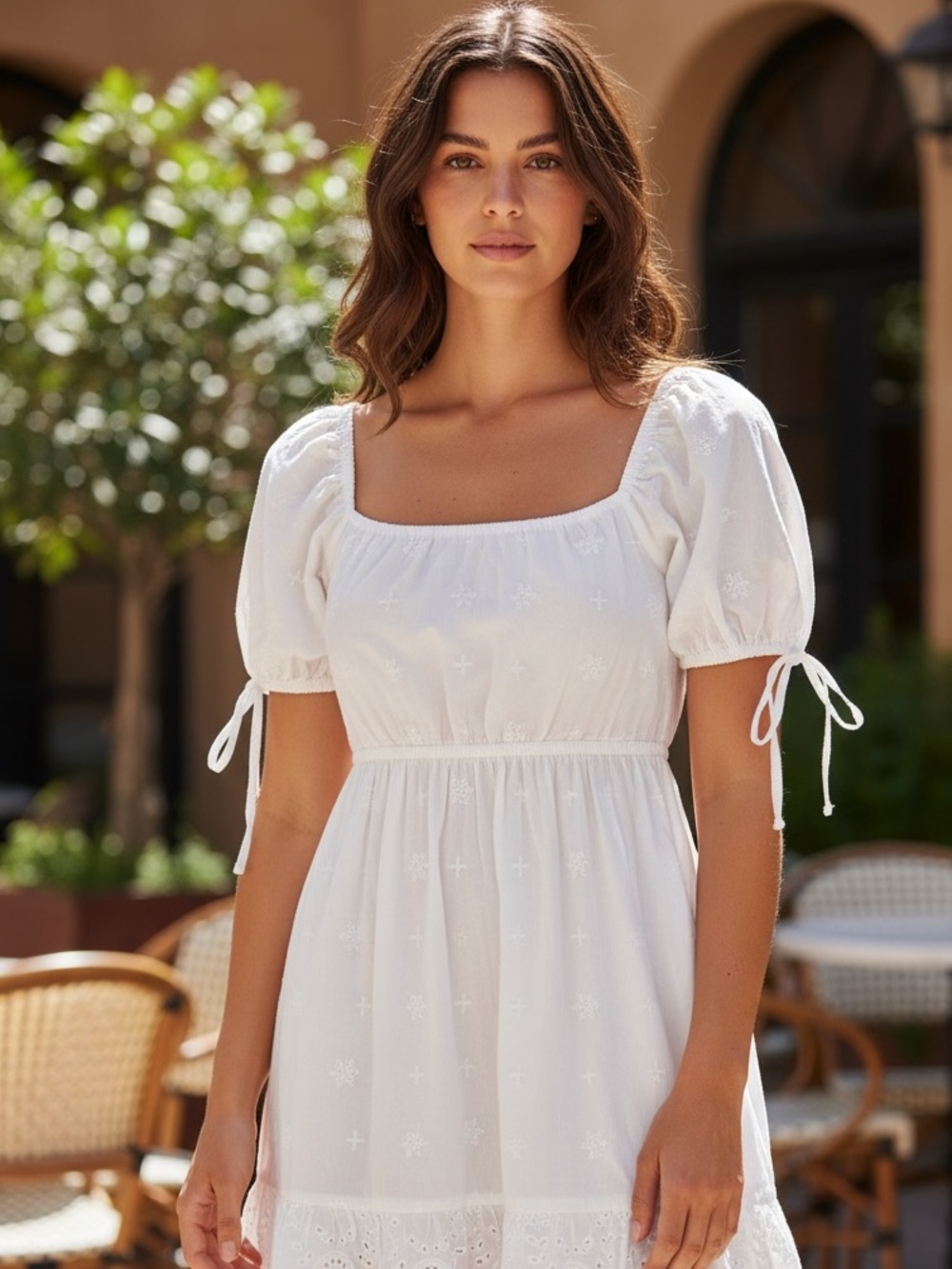 White Puff Sleeve Mini Dress Size Small New NWT - Picture 6 of 6
